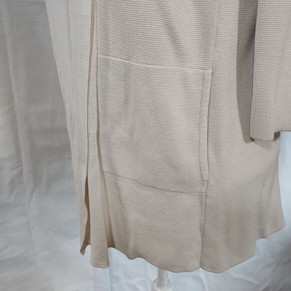Eileen Fisher Silk Cotton Cardigan Sweater Size Medium Open Front 3/4 Sleeve - Picture 4 of 12